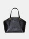 Women Faux Leather Fashion Large Capacity Multi-Carry Patchwork Handbag Crossbody Bag - Black