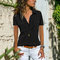 Women's Shirt Lapel Short-sleeved Shirt Women's Clothing - Black