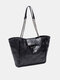 JOSEKO Women's PU Leather Versatile Tote Bag Handheld One Shoulder Bucket Bag Large Capacity Shopping Bag - Black