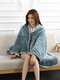 Plain Color Thick Flannel Double Layer Lamb Wool Composite Blanket Office Shawl Blanket - Blue
