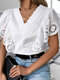 Кружевная блузка с V-образным вырезом и рукавами с люверсами For Женское - Белый