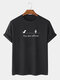 Plus Size Mens Cartoon Dinosaur Slogan Print Cotton Fashion Short Sleeve T-Shirts - Black