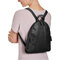 Women Casual PU Faux Leather Zipper Multi-carry Backpack - Black