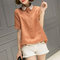 Cotton And Linen Short-sleeved Loose Wild  Shirt Large Size Women's Clothing - Brick Red
