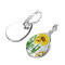 Bohemian Sun Flower Print Earrings Water Drop Shape Sunflower Gem Mount Ear Hook Women Jewelry Gifts - 17