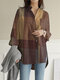 Plaid Print Long Sleeves Casual Loose Blouse With Pockets - Yellow
