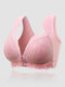 Plus Size Modal Floral Wide Straps Wireless Full Coverage Front Closure Bras - Pink