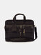 Men Vintage Multifunction Faux Leather 15.6 Inch Laptop Bag Briefcase Crossbody Bag - Coffee