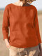 Feste Langarm-Lässige Bluse mit Rundhalsausschnitt für Damen - Orange