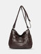 Women Vintage Anti-theft Multi-pocket PU Leather Crossbody Bag Shoulder Bag - Dark Brown
