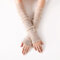 Women's Anti-UV Long ice Silk Lace Sleeve Sunscreen Suff Half-finger Long Gloves Sleeve - Beige