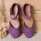 LOSTISY Women Casual Breathable Hollow Closed Toe Hook Loop Flat Sandals - Purple
