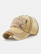 Men Washed Cotton Letter Pattern Patch Baseball Cap Outdoor Sunshade Adjustable Hats - Beige