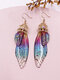 Vintage S925 Sterling Silver Butterfly Long Cicada Wings Gradient Brincos - 28