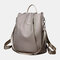 Women Large Capacity Solid Casual Anti theft Shoulder Bag Backpack Two Sizes - Khaki