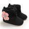 Baby Toddler Shoes Cute Knitted Appliques Decor Comfy Plush Warm Soft Snow Boots - Black