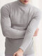 Mens Half Turtleneck Slim Warm Long Sleeve Solid Color T-Shirt - Gray