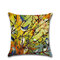 ألوان مائية مطبوعة الطيور الغابات الكتان القطن غطاء الوسادة المنزل أريكة ديكور فني مقعد رمي المخدة - #2