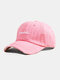 Unisex Cotton Solid Rippe Letter Embroidery All-match Sunshade Baseball Caps - Pink