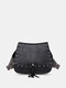 Women Vintage Faux Leather Tassel Rivet Crossbody Bag Shoulder Bag - Black
