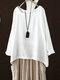 Solid Color Crew Neck Long Sleeve Plus Size Blouse - Off White