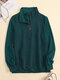 Solid Zip Front Pocket Long Sleeve Lapel Women Sweatshirt - Dark Green