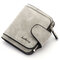 Women Trifold PU Leather Short Wallet 8 Card Slot Coin Purse - Gray