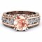 Luxury Topaz Stone Inlaid 14K Rose Gold Flower Hollow Platinum Rings Wedding Gift for Her - Champagne
