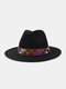 JASSY Men's Felt Fashion Outdoor Casual Sunshade Flat Brim Hat Fedora Hat Bucket Hat - #05