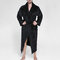 Men Pure Color Thicken Velvet Fleece Sleepwear Comfy Soft Hooded Pajamas - Black