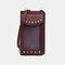 Women Touch Screen 6.3 Inch Phone Holder 10 Card Slot Rivet Crossbody Bag Wallet - Wine Red