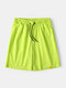 Plain Color Soft Homewear Pajamas Sleep Shorts With Pocket - Green