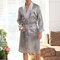 Mens Luxury Satin Silk Liked Pockets Long Sleeve Robes Pajamas - Gray