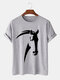 Mens Horse Head Graphic Crew Neck Casual 100% Cotton Short Sleeve T-Shirts - Gray