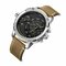 Fashion Business Men Watches Leather Band Dual-Time Movement Multifunction Quartz Watch - Silver