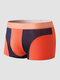 Men Cotton Colorblock Mesh Spliced Breathable U Convex Antibacterial Boxers Briefs - Orange