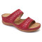 LOSTISY Coutures faites à la main confortables sandales compensées décontractées à bout ouvert - rouge