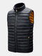 Mens Zip Up Quilted Solid Sleevless Padded Vests With Welt Pocket - Black
