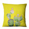 Fodera per cuscino in lino giallo con cactus succulenti - #2