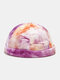 Unisex Velvet Tie-dye Contrast Color Fashion Brimless Beanie Landlord Cap Skull Cap - #02