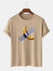 Mens 100% Cotton Banana Printed Breathable Casual O-Neck Short Sleeve T-shirts - Khaki