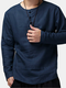 Mens Cotton Vintage Solid Loose Long Sleeve Henley Shirts - Navy