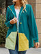 Contrast Color Textured Knitted Long Sleeve Jackets for Women - Blue