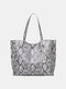 Women Snake Pattern Large Capacity Shoulder Bag Handbag Tote - White