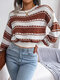 Contrast Drop Shoulder Loose Long Sleeve Casual Sweater - Orange