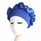 Women Elastic Sleeping Hat  Headband  Beanie Cap Hair Care Beanie  - Blue