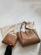 Bolso de mano elegante de gran capacidad de cuero PU para mujer Bolsa bolso de mano con botones magnéticos de trabajo breve informal - marrón