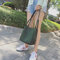Women Solid PU Leather Bucket Bag Casual Crossbody Bag Large Capacity Shoulder Bag - Army Green