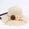 Women Summer Solid Color Foldable Beach Straw Hat Outdoor Sunshade Fisherman Hat - Beige