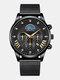 12 Colors Stainless Steel Men Casual Business Watch Decorative Calendar Pointer Quartz Watch - Black Band Black Case Black Dial